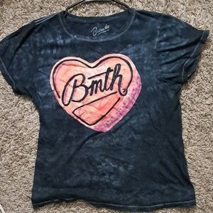 Bravado Pink and Black Heart Graphic Tee